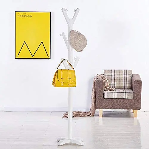 XRXY Floorstanding Coat Rack/Solid Wood Hangers/Bedroom Simple Clothes Hanger (2 colors optional) (Color : White) XRXY Floorstanding Coat Rack/Solid Wood Hangers/Bedroom Simple Clothes Hanger (2 colors optional) (Color : White)