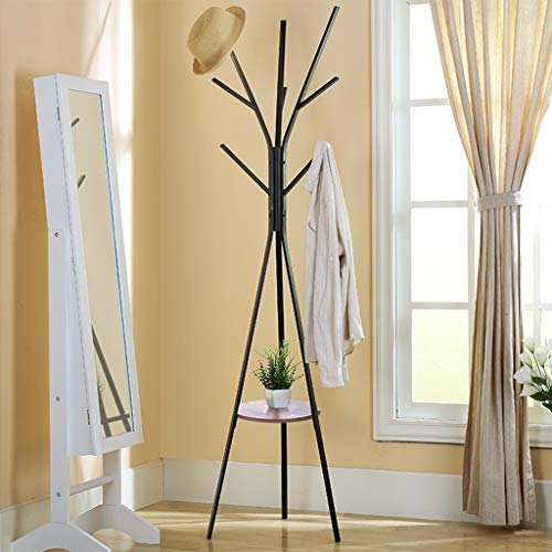 4Clovers Coat Rack Hat Stand Free Standing Display Hall Tree Metal Hat Hanger Garment Storage Holder with 9 Hooks for Clothes Hats and Scarves,19.7" x 19.72 x 68.5