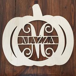 Unfinished Monogram Pumpkin Door Hanger - Last Name Pumpkin Door Hanger - Fall Family Door Hanger - Pumpkin Wreath - Fall Door Hanger