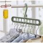 Multi-Function Folding Magic Hanger 10pcs Random Color Nine-Hole Rotating Magic Clothes Hanger Wardrobe Drying Clothes Home Bedroom Storage Holder