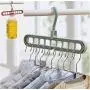 Multi-Function Folding Magic Hanger 10pcs Random Color Nine-Hole Rotating Magic Clothes Hanger Wardrobe Drying Clothes Home Bedroom Storage Holder