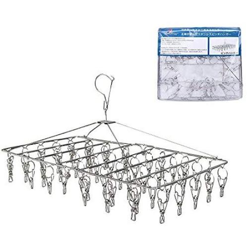 Rosefray Drying Rack with 52 Clips, Folding Stainless Steel Clothes Drying Rack, Sock Drying Hanger, Baby Hangers