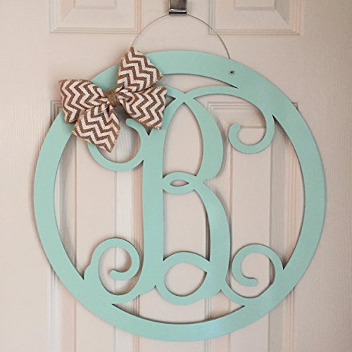 Circle Monogram Door Hanger - Spring Door Hanger - Wood Circle Door Monogram - Wood Monogram Hanger - Neutral Door Decoration