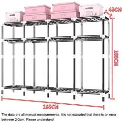 Wardrobe Free-Standing Closet Garment Rack Heavy Duty Clothes Rolling Clothes Rack Closet Storage Organizer with Hanger Bar for Clothes Storage Cupboard,C-168x45x165cm