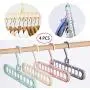 KaiKai Space Saving Hangers,Rotate Plastic Hangers, Non Slip Hangers, Clothes Hangers Multifunctional Magic Hangers Organizer,9 Holes,4 PCS