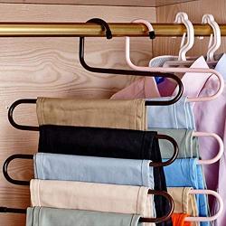 Hankyky Pants Hangers Non Slip Updated S-Shaped 5 Layers Hangers Closet Space Saver for Jeans Scarf Tie Clothes