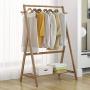 WZP Clothing Display Stand Simple Solid Wood Hanger Floor to Put Clothes Rack,Home Bedroom Mobile Storage Rack Simple Modern Coat Rack Waterproof and Moisture Proof/As Shown / 70Cm