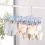 PeiQiH Hanging Drying Rack Clothes Hangers, 360掳 Swivel Hook 28 Clips for Drying Socks Baby Clothes Bras Towel Underwear Scarf Pants Gloves-gray-28 Clips 43.5x27x28cm