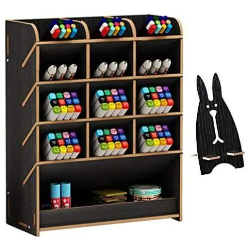 Marbrasse Wooden Desk Organizer, Multi-Functional DIY Pen Holder Box, Desktop Stationary, Home Office Supply Storage Rack with Drawer (B12-Black) Marbrasse Wooden Desk Organizer, Multi-Functional DIY Pen Holder Box, Desktop Stationary, Home Office Supply Storage Rack with Drawer (B12-Black)