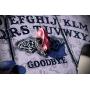 Gray and Black Ouija Spirit Board Red Resin Bat Skull Hand Made Wooden Bat Home Decor Wall Plaque Hanger