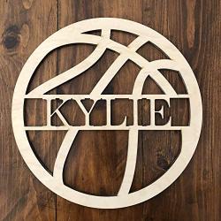 Unfinished Basketball Wall Hanger - Personalized Kids Room Basketball Name Sign - Boys Room Girls Room Basketball Wall Sign