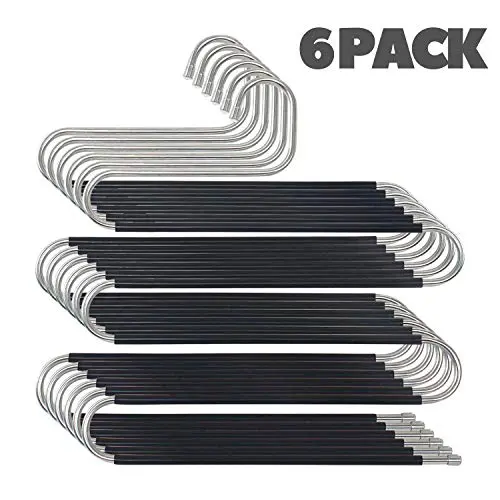 (6 Pack) Pants Hangers Non Slip S-Shaped 5 Layers Hangers, Closet Space Saver for Jeans Scarfs Ties and Other Clothes by Van & Co. (6 Pack) Pants Hangers Non Slip S-Shaped 5 Layers Hangers, Closet Space Saver for Jeans Scarfs Ties and Other Clothes by Van & Co.