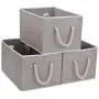 JS HOME Foldable Basket Organizer Bin, Polyester Storage Boxes with Strong Cotton Rope Handle, Grey, Jumbo, 3-Pack JS HOME Foldable Basket Organizer Bin, Polyester Storage Boxes with Strong Cotton Rope Handle, Grey, Jumbo, 3-Pack