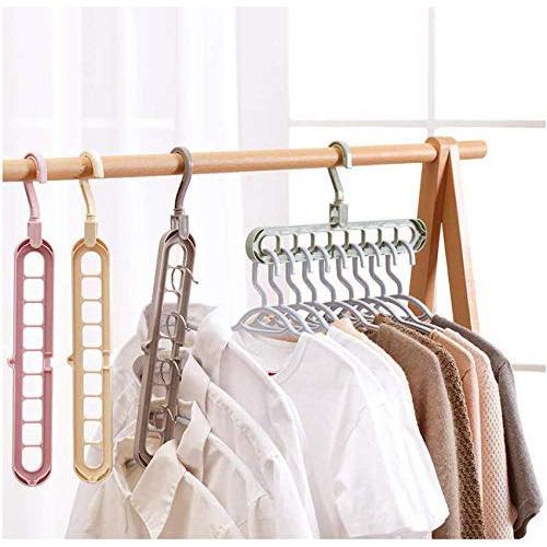 10pcs Random Color Multi-Function 360 Rotating Magic Hanger Nine-Hole Rotating Baby Clothes Hanger Wardrobe Drying Racks Home Storage Hangers