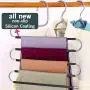 STAR-FLY Pants Hangers Non Slip Updated S-Shaped 5 Layers Hangers Closet Space Saver for Jeans Scarf Tie Clothes(4-Pack)