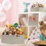 Sorbus Boxes Bin Container Tote Cube Set Stackable Storage Basket Woven Strap Shelf Organizer Built-in Carry Handles (Beige),