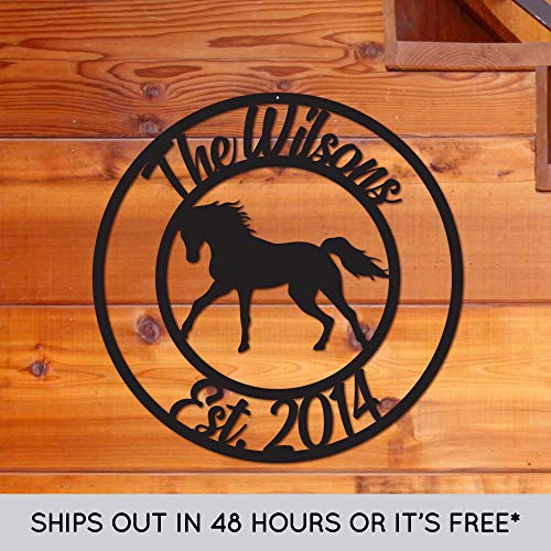 Custom Metal Name Sign - Personalized Horse Sign - Door Hanger - Outdoor Metal Sign - Horse Theme - Equine - Equestrian - Horse Gift Custom Metal Name Sign - Personalized Horse Sign - Door Hanger - Outdoor Metal Sign - Horse Theme - Equine - Equestrian - Horse Gift
