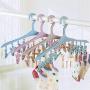 Clothes Hanger 20-piece Set 8 Clip Multi-function Plastic Windproof Hanger With Clip Buckle Clothes Hanging Socks Underwear Drying Clothes Support Pants Hangers ( Color : Beige , Size : 42.5x22.5cm )