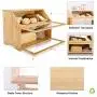 Double Layer Bread Boxes for Kitchen Large Bamboo Capacity Food Storage Double Layer Bread Boxes for Kitchen Large Bamboo Capacity Food Storage