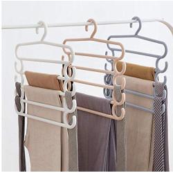 5pcs Random Color Household Multi-Layer Pants Rack Non-Slip Clothes Hanger Scarf Tie Storage Rack Wardrobe Organizer