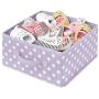 mDesign Soft Fabric Closet Storage Organizer Bin Boxes - Front Handle, for Cube Furniture Shelving Units Bedroom, Nursery, Toy Room - Polka Dot Print - 4 Pack - Light Purple/White