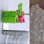 SHDZKJ Clothes Hanger Storage Rack Wall Mounted with Self Adhesive, Stainless Steel Clothes Hanger Stacker with Clips Organize