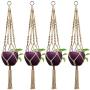 ? 4PCS Macrame Plant Hanger Wall Art Indoor Outdoor Use Elegant Bohemian Home Decor Flower Pot Holder Basket