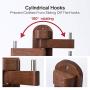 Solid Wood Swivel Coat Hooks Folding Swing Arm 5 Hat Hanger Rail Multi Foldable Arms Towel/Clothes Hanger for Bathroom Entryway Bedroom Office Kitchen Kids Garage Wall Mount Accessories (Walnut Wood)