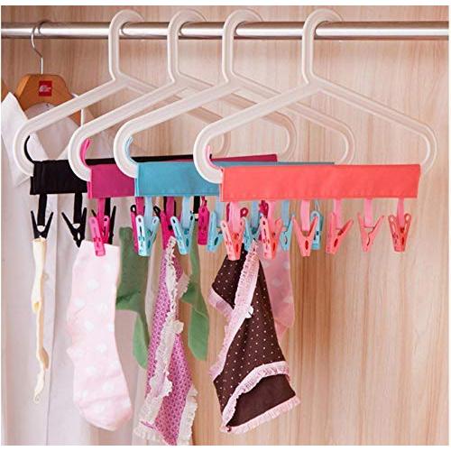 10pcs Random Color Multifunction Socks Drying Racks Bathroom Rack Traveling Clothespin Travel Portable Folding Cloth Hanger Clips