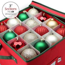 StorageMaid Christmas Ornament Storage Boxes - 3 Pack Ornament Boxes Organizer Fits Up to 64 Balls - Christmas Decoration Storage Containers with Exclusive Velcro Cover & Finger Slot