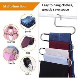 KYCPTNFJ Five S-Type Layers Trouser Hanger Hangers Space-Saving Clothes Pants Non-Slip Closet Organizer for Scarf Jeans Clothes Towels