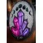 Purple and Pink Crystals Holo Lunar Moon Phases Hand Made 1 Hook Jewelry Key Hanger Organizer