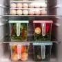 STARSLIFE Kitchen Food Storage Containers, Refrigerator Classified Organizer Case with Lid and Handle, Plastic Stackable Keeper, Reusable Boxes for Fridge, Pantry Cabinet, Shelves, Home (Pack of 4)