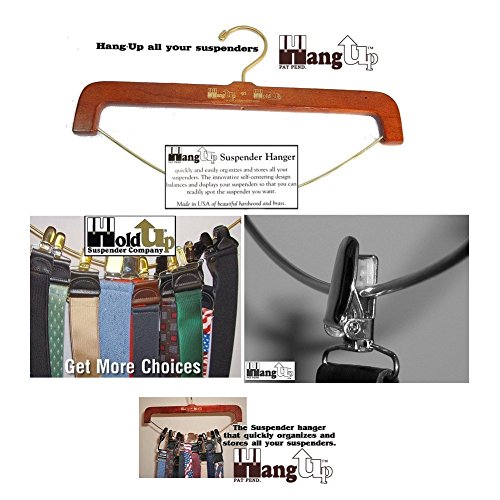 Hold-Ups Patented Hang-up Hardwood Suspender Hanger and Closet Organizer for Suspenders