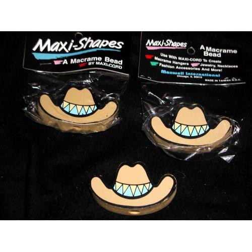 WESTERN COWBOY HAT - SOMBRERO WOOD CRAFT ART AND HOBBY BEADS 4 piece pack / Great for Jewelry Bracelet, Necklace and Decor Art, Macrame, Woodcraft Decoration, Beading, Sewing Clubs, School Teacher Classroom Bead and Clay Projects, Wall Hanger Art, Fashion