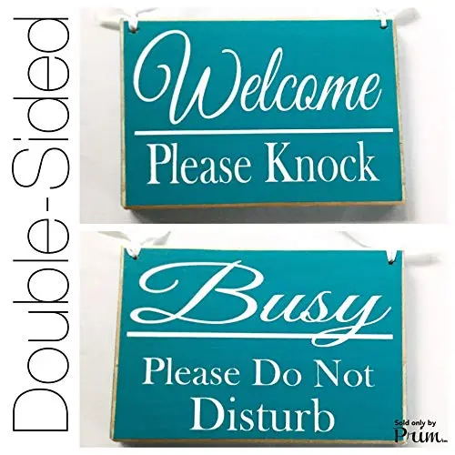 Double Sided 8x6 Welcome Please Knock Busy Please Do Not Disturb Custom Wood Sign Open Closed Spa Salon Office Door Hanger