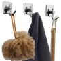 Codream Robe Hooks Heavy Duty 3M Self Adhesive Clothes Hats Towel Hangers for Kitchen Bathroom SUS 304 Stainless Steel Brushed Nickel Pack of 3 Units