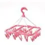 BAIYING 1pc Foldable Plastic Clothes Hanger with 32 Clips, Household Drying Rack Baby Clothes Hanger Socks Hanger Underwear Hanger for Outdoor/Indoor