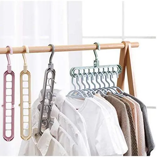 Magic Multi-Port Support Circle Clothes Hanger Clothes Drying Rack Multifunction Plastic Clothes Hangers Home Storage Hangers 10pcs Random Color