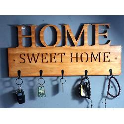 home sweet home wood Key Holder - Key Holder for Wall ? wood Key Hook ? Wall Mounted Key Hanger ? Key Organizer Key Chain Hooks ? Decorative Entryway Organization ? Modern Decorative Key Rack