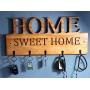 home sweet home wood Key Holder - Key Holder for Wall ? wood Key Hook ? Wall Mounted Key Hanger ? Key Organizer Key Chain Hooks ? Decorative Entryway Organization ? Modern Decorative Key Rack