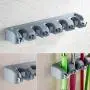 Mop Broom Holder,Wall Mounted Garden Tool Organizer Space Saving Storage Rack Hanger with 5 Position with 6 Hooks Strong Grip Holds up to 11 Tools for Kitchen Garden and Garage Mop Broom Holder,Wall Mounted Garden Tool Organizer Space Saving Storage Rack Hanger with 5 Position with 6 Hooks Strong Grip Holds up to 11 Tools for Kitchen Garden and Garage