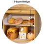 Goodpick Bamboo Bread Boxes - 2 Layer Large Capacity Bread Boxes - Countertop Bread Storage Bin - Rolltop Breadbox for Kitchen Counter Large Capacity Bread Keeper,15“ x 14.2" x 9.8", Fully Assembled