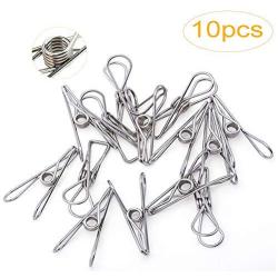 Strong Durable Metal Polished Wire Clothespins Clip,Anti-Rust Pin Hanger Clip for Home Kitchen Hook,Outdoor Laundry Clothes Drying,Bag Sealing,Office File Pin,Photos Paper Pegs Craft Clips 10 Pack