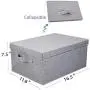 HOONEX Foldable Storage Bins with lid, 2 Pack, Storage Boxes with Carry Handles and Study Heavy Cardboard, for Toy, Boots, Books, Clothes, Linens, Nursery, Grey