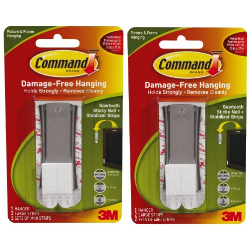 Command Sticky Nail Sawtooth Hanger, 5-Pound, 2 Pack