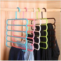 Pants Hangers Holders Multifunction Trousers Hanger Storage Rack Clothes Hanger Tie Scarfs Belt Towel Non-Slip Magic Hanger 10PC Random Color