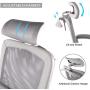 Ergonomic Computer Chair, High Back Mesh Office Chair Adjustable Headrest Desk Task Chair with Cloth Hanger Gray Ergonomic Computer Chair, High Back Mesh Office Chair Adjustable Headrest Desk Task Chair with Cloth Hanger Gray