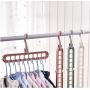 10pcs Random Color Multi-Function 360 Rotating Magic Hanger Nine-Hole Rotating Baby Clothes Hanger Wardrobe Drying Racks Home Storage Hangers