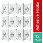 12 Packs Adhesive Hooks-Wall Hooks Heavy Duty 15 lbs Sticky Hanger Without Nails for Bathroom Kitchen